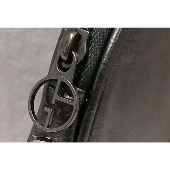 Giorgio Armoni Makeup Cosmetics Bag Circle Pouch Gunmetal Gray Designer Round - Picture 3 of 16